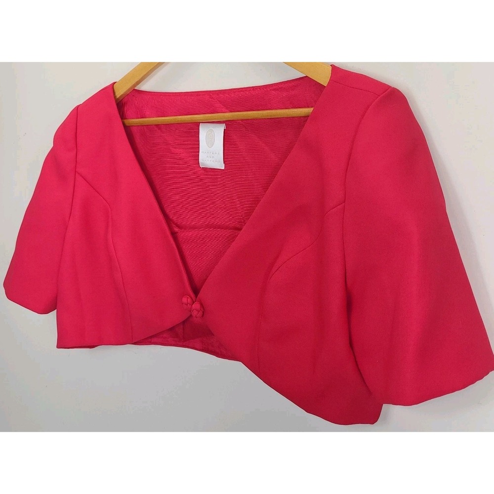 Watters & Watters Bolero Shrug Pink Formal Wedding Jacket Cropped VTG EUC